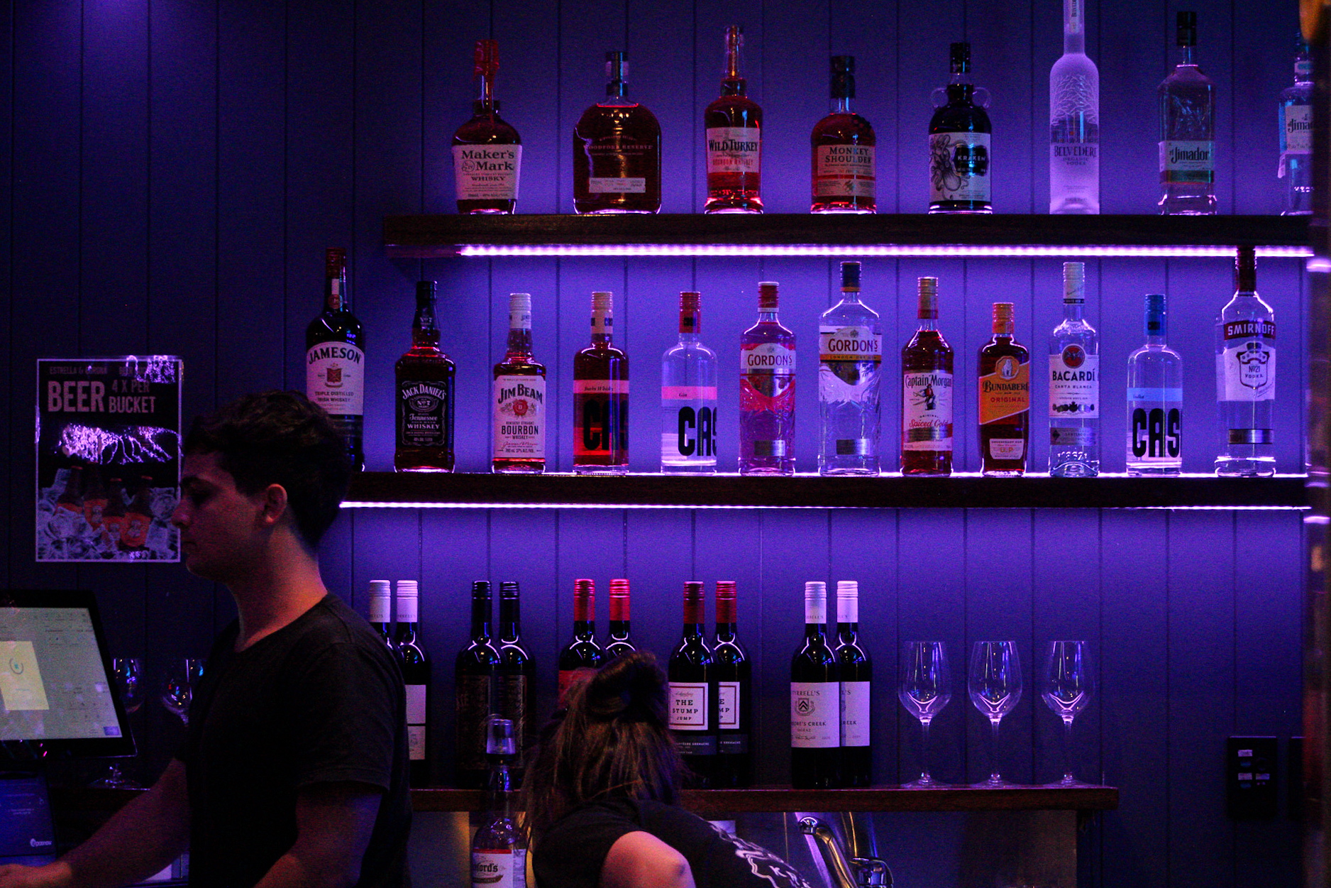Landscape photo showing bar table setup